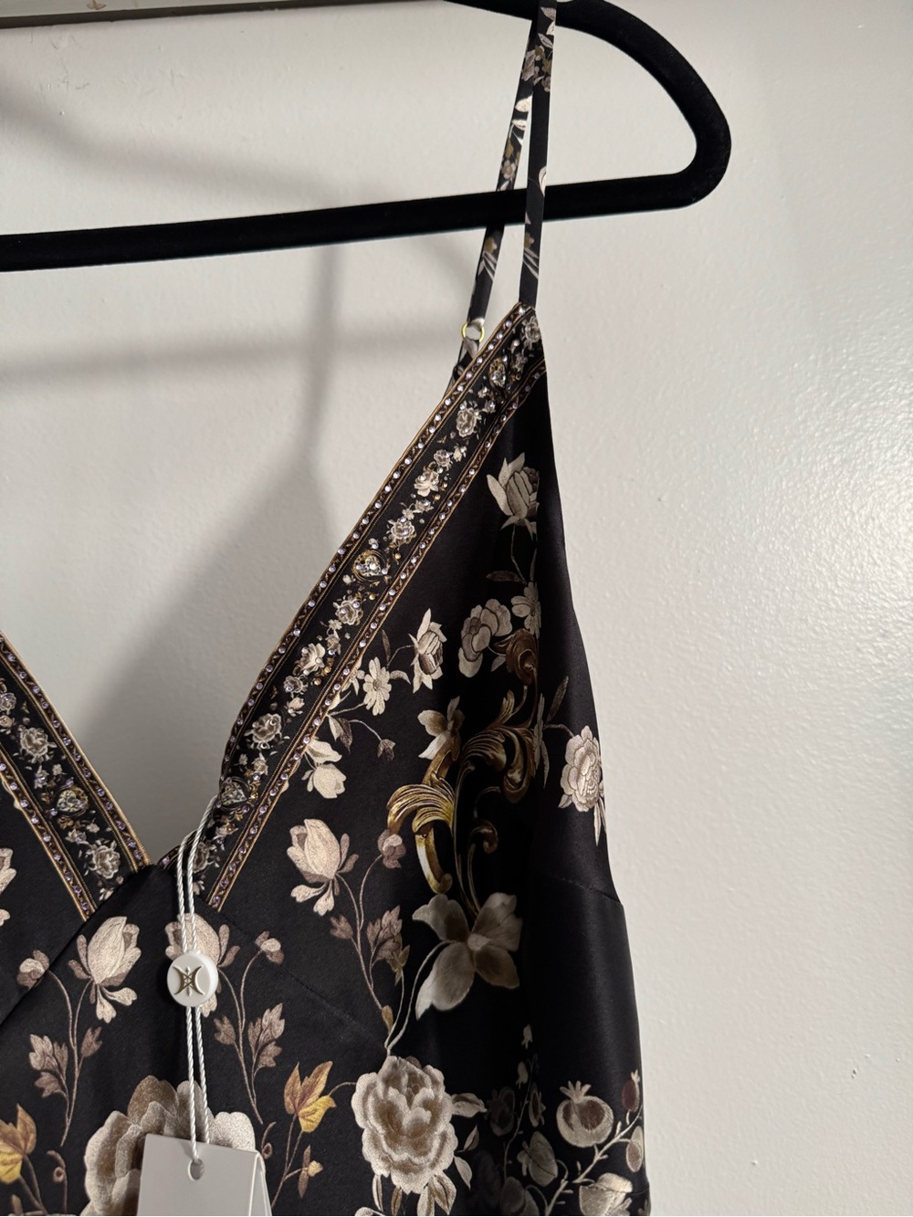 Camilla Black Floral V-Neck Flamenco Folklore Spaghetti Strap Maxi Dress - Picture 10 of 15